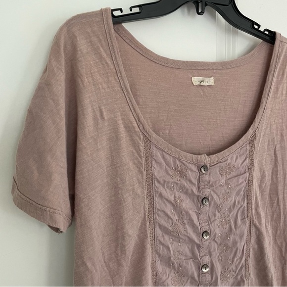 Aerie Scoop Neck Light Pink Embroidered Top Size M - Picture 3 of 10